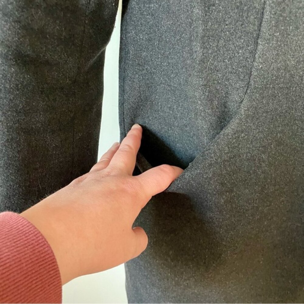 Aritzia Wilfred Cocoon Wool Pea Coat Jacket Charcoal Grey Size Small - Picture 8 of 11